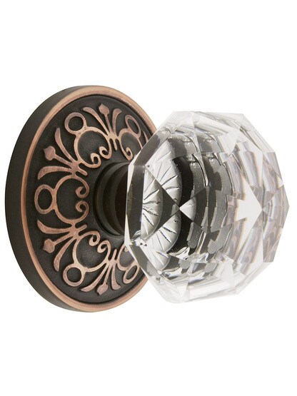 Lancaster Rosette with Diamond Knobs in Oil Rubbed Bronze.